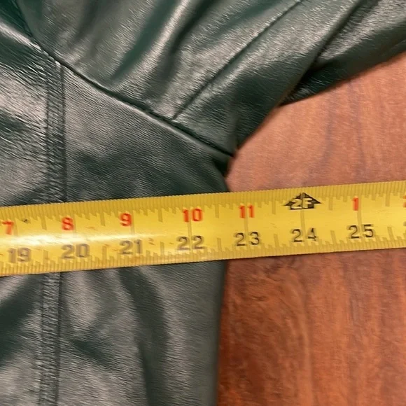 Neimann Marcus Basic Women’s Long Leather Coat, Pine Green Size XL - Picture 12 of 15